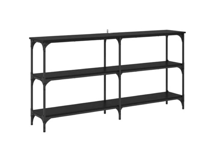 LMTYOENFG Konsolentisch Flurtisch 150x29x75 cm Schwarz Eichen-Optik Industrie-Design Beistelltisch mit 3 offenen Ablagen für Wohnzimmer, Metallgestell mit verstellbaren Füßen