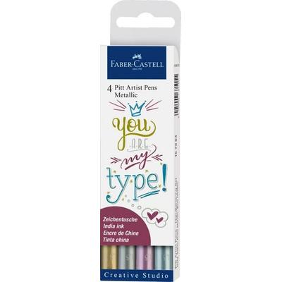 Faber-Castell Tuschestifte Pitt Artist Pens Metallic, 4er Etui