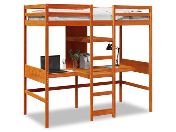 PUGYNBK Hochbett, 90 x 190 cm, ohne Matratze, Kiefernholz Mit Schreibtisch und Regalen, Sicherheitsgeländer, eingebaute Leiter, Latten im Lieferumfang enthalten