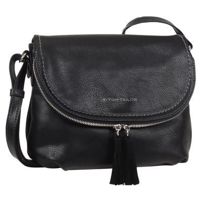 Umhängetasche TOM TAILOR "LARY", Damen, Gr. B/H/T: 29cm x 23cm x 7cm, schwarz, Lederimitat, Taschen Umhängetasche, Crossbody Bag mit modischen Quasten am Zipper