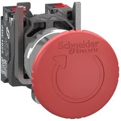 Schneider Electric XB4BS84445 Not-Aus/Not-Halt-Schalter, Harmony XB4, Metall, 22mm, rot, Pilz 40mm, Drehentriegelung, 2Ö, Push-In