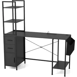Helloshop26 - Moderner Schreibtisch 145 x 50 x 147,5 cm mit individuell anpassbarer LED-Beleuchtung und Ladestation gemütliches 20_0010839