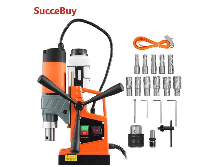 SucceBuy 11 pièces moteur de forage magnétique 1.6 en 1450W diamètre d'alésage 850 tr/min vitesse 2810 lbf perceuse électrique Portable presse