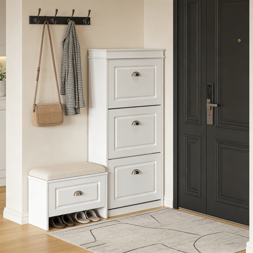 Latitude Run 10 Pair Shoe Storage Cabinet White 10