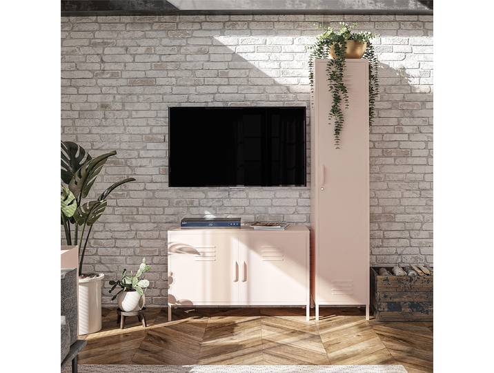 Armoire métallique Matarka 38 x 185 x 40cm Rose foncé/Couleur pastel abricot