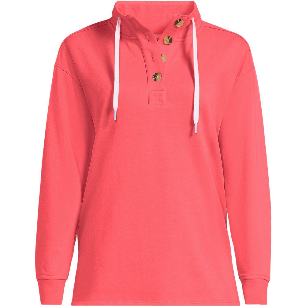 Pullover SERIOUS SWEATS mit Knopfleiste für Damen in Plus-Größe, Damen, size: plus, Orange, Baumwoll-Mischung/Polyester-Mischung, by Lands' End