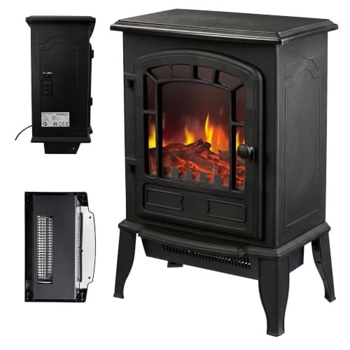 Relaxdays Elektrische haard met vlameffect en verwarming, zwart