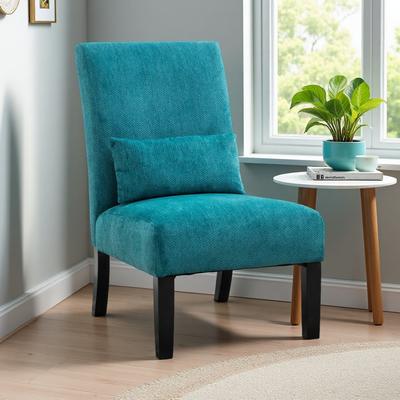ZWYO HOSIMU Chenille Armless Accent Chair with Matching Pillow, Padded Seat & Backrest for Living Room