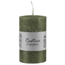 Kopschitz Kerzen Rustikale durchgefärbte Kerze Olive, 200 x 70 mm, Stumpenkerze, rußarm, tropffrei, RAL Kerzengüte Qualität