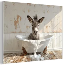 METALLBILD Esel - Tiere - Badewanne - Schaumstoff 80x60 cm