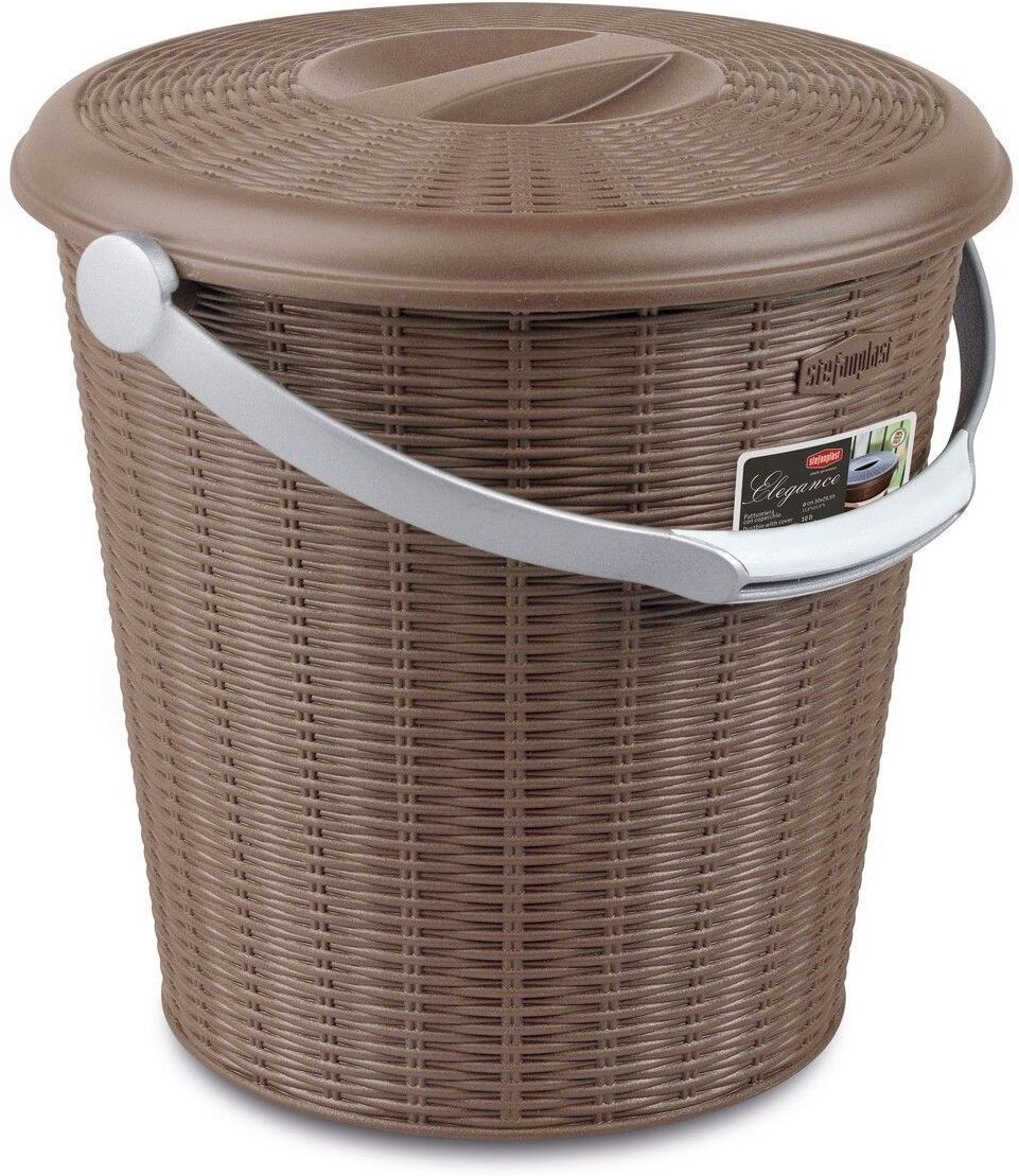 Stefanplast Pattumiera con Coperchio 30 x 29,5 cm Tortora Elegance