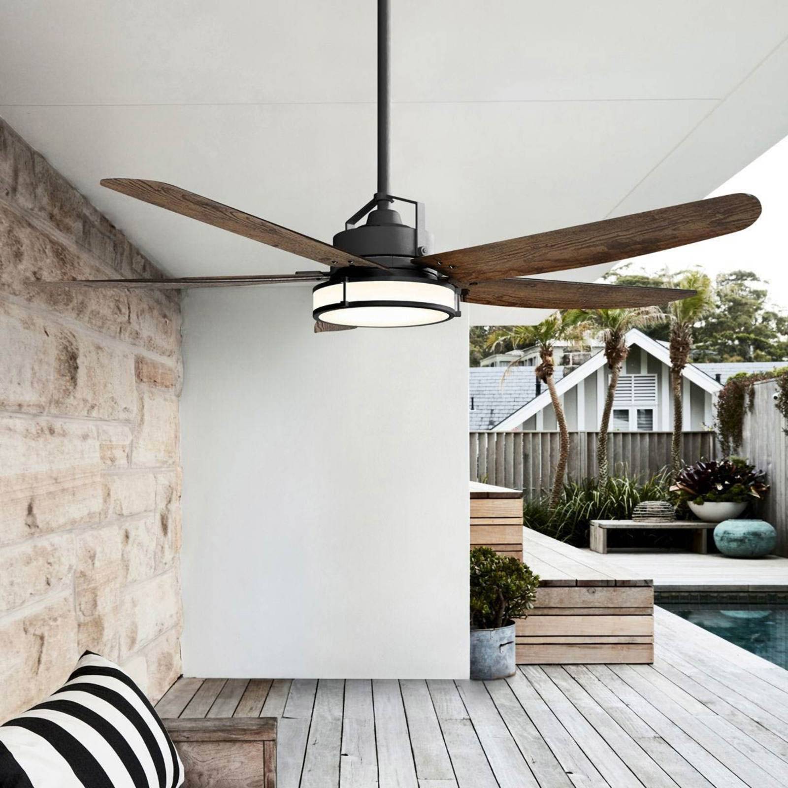 Beacon Lighting Louisville ceiling fan with light, bronze, quiet Louisville, dimmable, Dark wood, Living / Dining Room, Wood, Ceiling Fans with Lighting