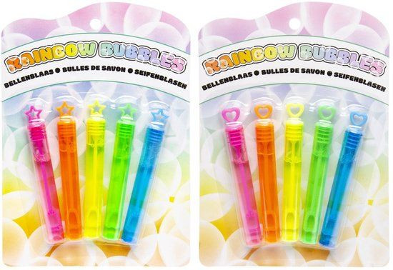 Duckiez 5X Bellenblaasstokjes Regenboogkleuren