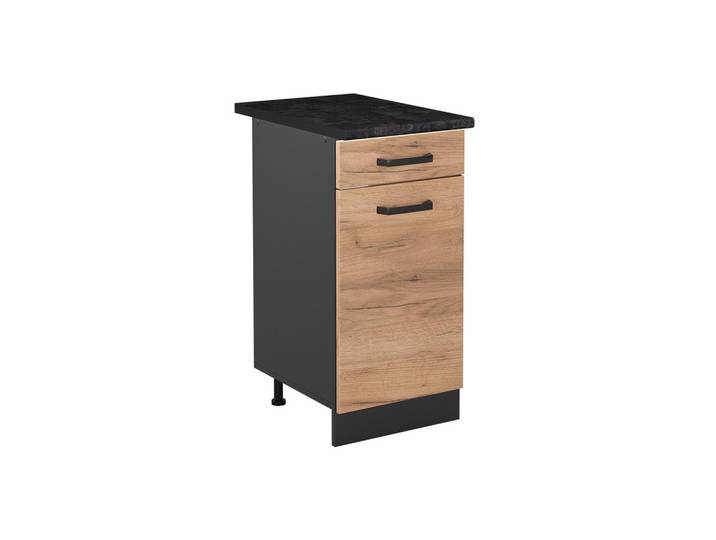 Vicco Küchenunterschrank R-Line, Goldkraft Eiche/Anthrazit, 40 cm Arbeitsplatte Anthrazit, Eichefarben, Anthrazit, Holzwerkstoff, 1 Fächer, 1 Schubladen, Rechteckig, 40x81.6x60 cm, Küchen, Küchenmöbel, Küchenschränke, Küchenunterschrank