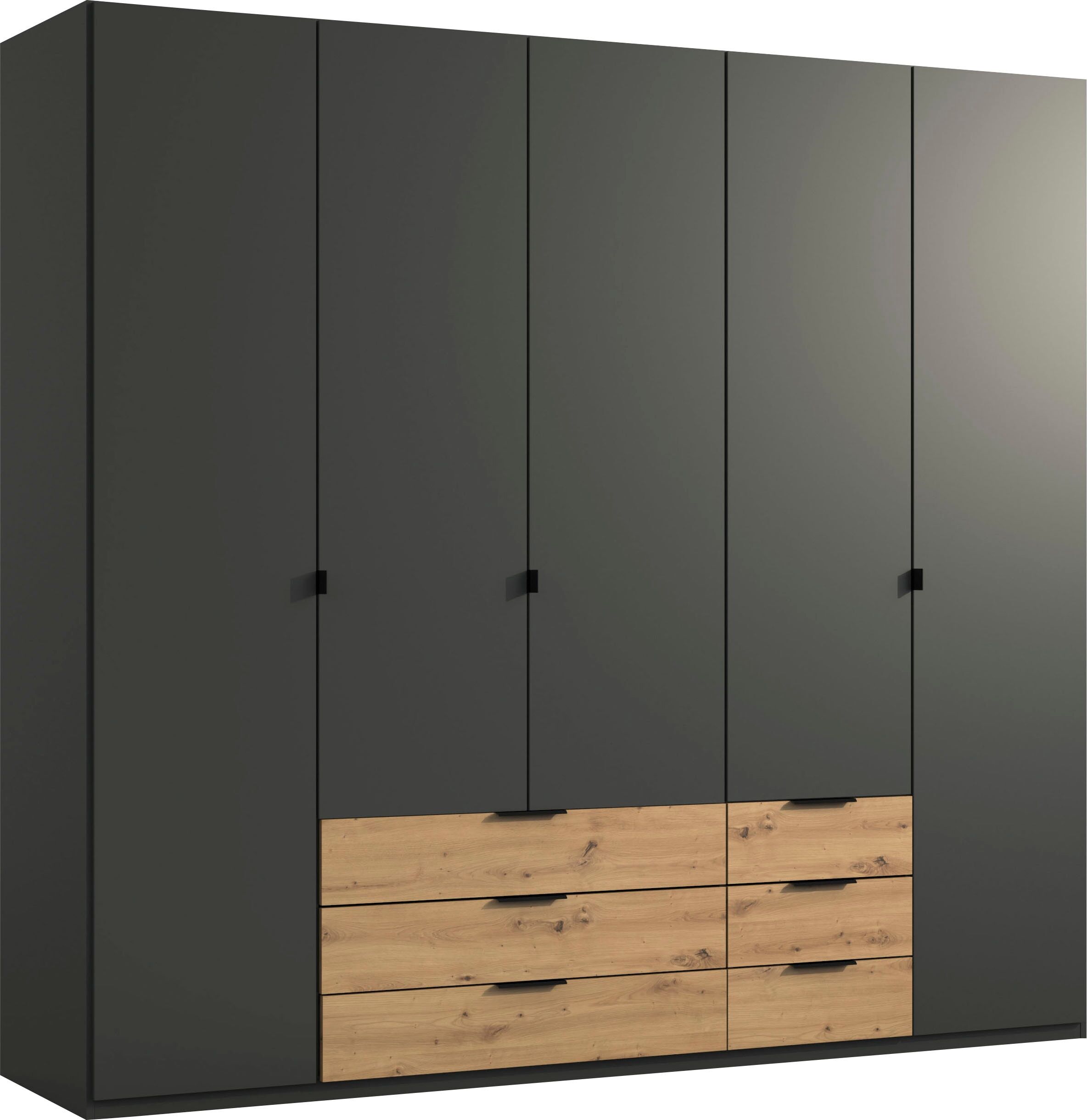 Drehtürenschrank WIMEX "Borneo", braun (graphit, artisan eiche nachbildung), B:225cm H:208cm T:58cm, Holzwerkstoff, Schränke, Drehtürenschrank graphit, artisan eiche nachbildung B/H/T: 225cm x 208cm x 58cm, Schubladen: 6 Stk. Türen: 5 Stk.
