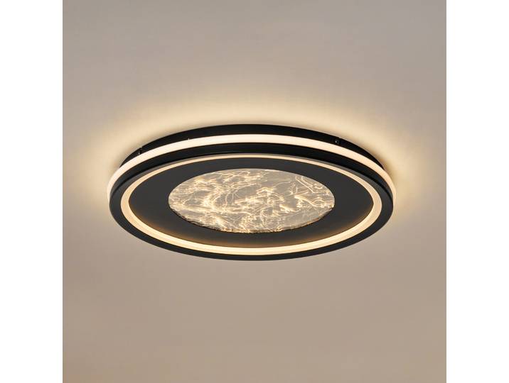 Plafonnier LED Tillian, noir/or, à intensité variable - Lucande - Salon / séjour - Moderne - Métal - Rond