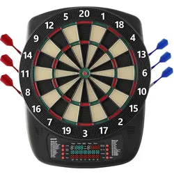 VEVOR Elektronische Dartscheibe, 342,9 mm E-Dartboard mit 43 Spielen & über 200 Variationen für bis zu 8 Spieler, 6 Dartschäfte mit Flights & 50 Ersatz-Pfeilspitzen, Farb-LCD-Punkteanzeige