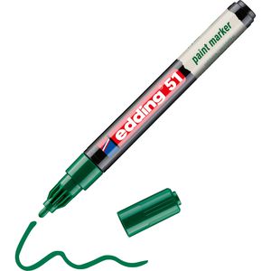 Edding Lackmarker 51 wasserfest & permanent, grün, Rundspitze 1 - 2 mm, matt