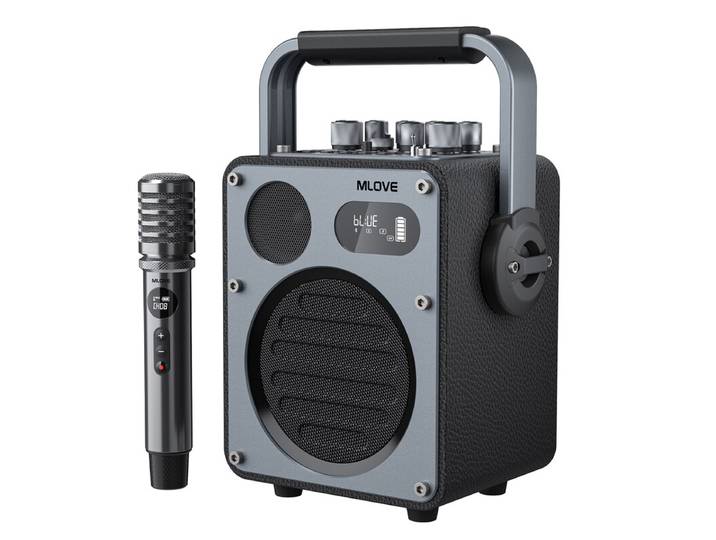 Mlove Rangers D4 Bluetooth karaoke luidsprekersysteem, draagbare zangmachine met draadloze microfoons en hoge geluidskwaliteit voor stemopname