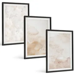 BILDER SET 3er Set - 40x60 cm Schwarzer Rahmen - Modische Pastelltexturen