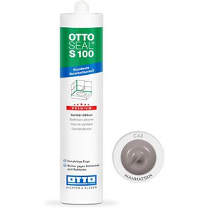 Otto-Chemie Silikon OTTOSEAL S100, manhatten, Sanitär, Innen- und Außenbereich, 300ml