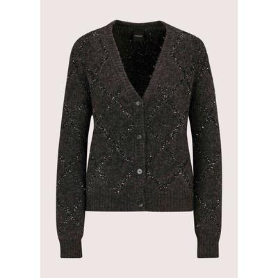 Strickjacke MADELEINE "Strickjacke Rauten-Cardigan mit Pailletten", Damen, Gr. 34, braun (graphit, melange, silberfarben), Modern, regular fit, Strickjacken Strickjacke