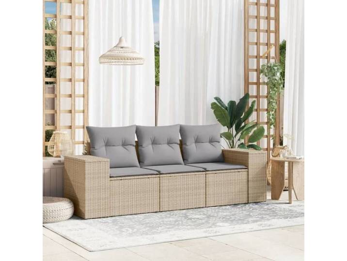 SALE 2025 Sofa de jardin - Salon de jardin avec coussins 3 pcs beige résine tressée - 55x62x69 cm 28 8 Kg 3427