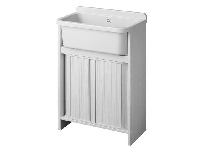 Bac à laver avec meuble économie de place en PVC blanc 55x35 cm mod. Orazio
