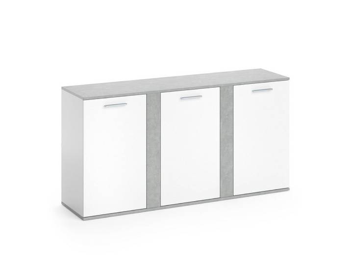 Vicco Kommode Novelli, Weiß/Beton, 155 x 80 cm mit Türen (1 St)