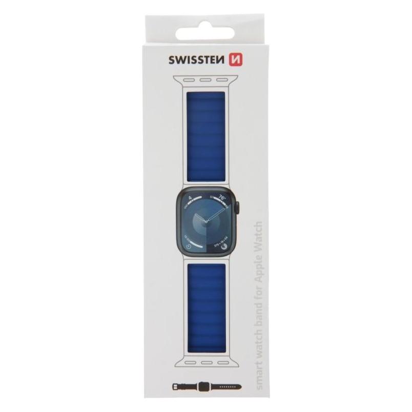 Swissten Silicone Band for Apple Watch - Magnetic 38/40/41mm Blue/Black (Silikon) (46000504)