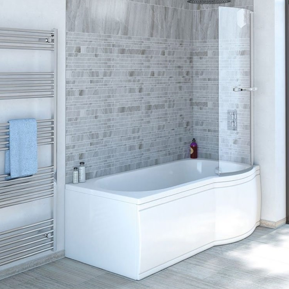 Raumspar Badewanne Skali mit Duschzone 167,5x85/75cm rechts weiß Komplett-Set