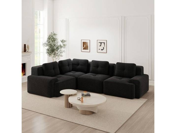 Canapé Modulaire Sans Cadre en Velours Côtelé Sofa de Salon Confortable à Assise Profonde Sans Montage Design Antidérapant Noi