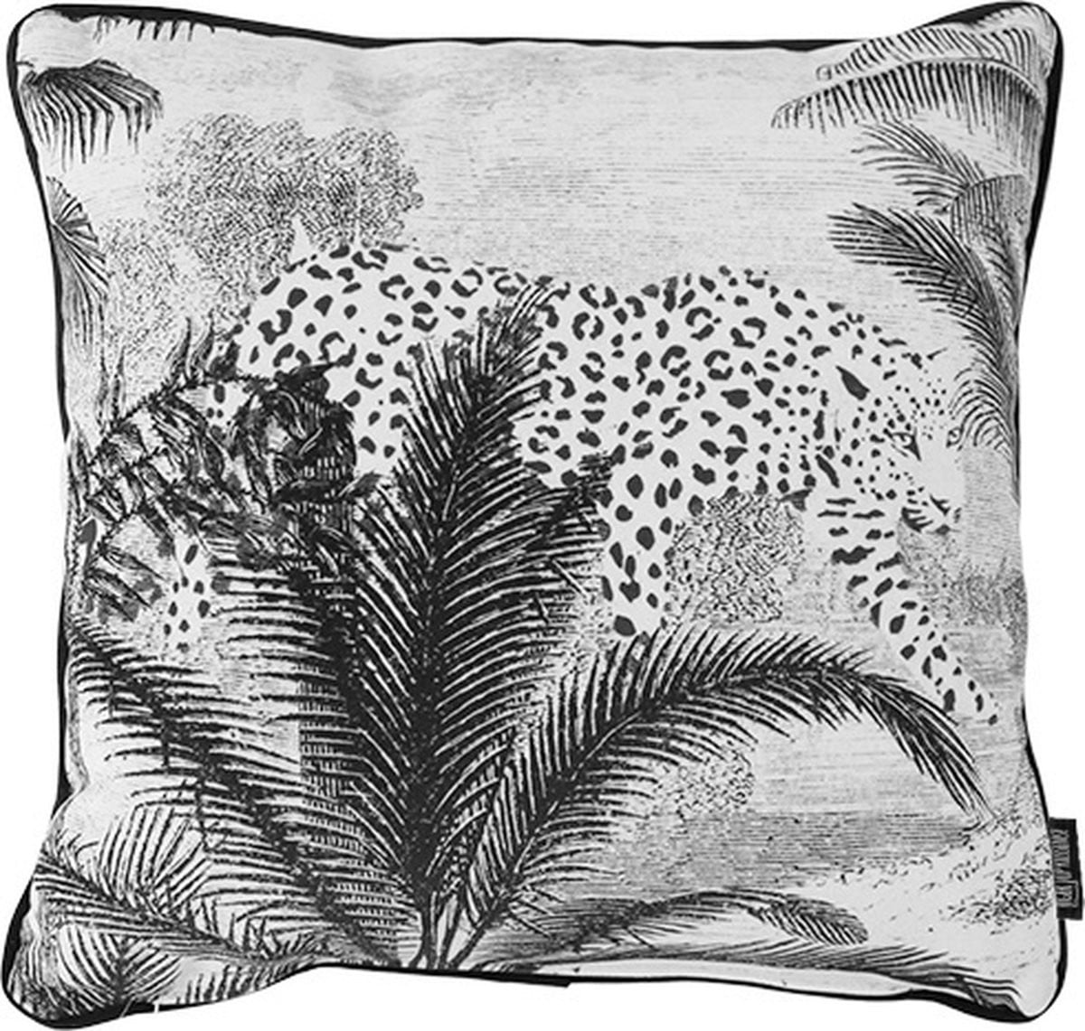 Sierkussen Velvet Leopard Palm, 45 x 45 cm, Velvet/Polyester