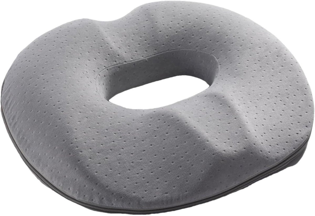 Orthopedisch Donutkussen Grijs met Antislip Onderkant voor Comfortabel Zitten