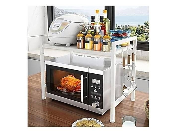 CVdrtyED Mikrowellenregal Ausziehbares Mikrowellen-Ofenregal, 2 Etagen, Verstellbares Mikrowellen-Toaster-Regal, Mikrowellenständer, Küchenarbeitsplatten-Organizer Küchenregal Stehend