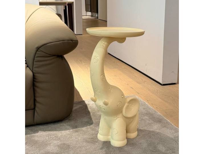 ‌ Table d'appoint en forme d'éléphant mignon, table de chevet de dessin animé INS, organisateur de chevet d'accent en cuir, pièce d'accent créative pour décoration de maison