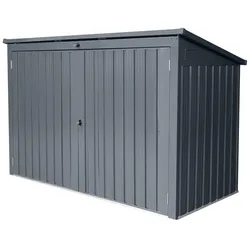lovingHome® 3er Mülltonnenbox mit aufklappbaren Dach mit Schloss, ca. 212 x 101 x 134 cm - Anthrazit