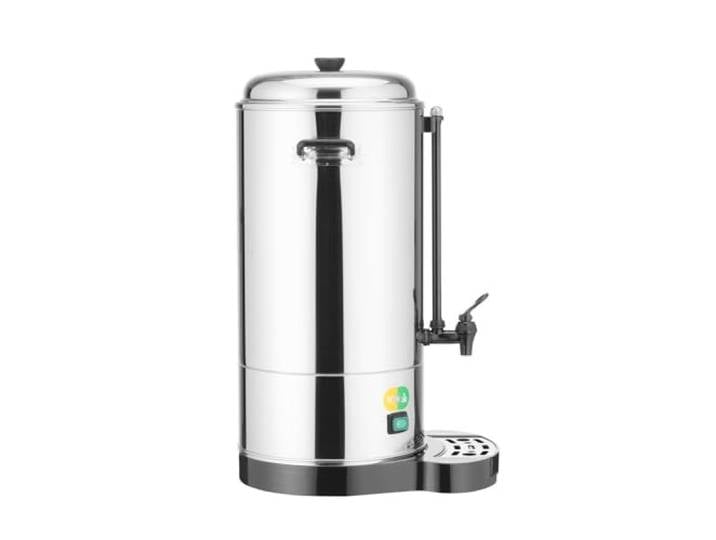 HENDI Heißgetränkespender, doppelwandig, für Glühwein und Wasser, tropffreier Zapfhahn, Wasserstandsanzeige, Glühweinkocher, Heißgetränkeautomat, 18L, 230V/2200W, 386x393x(H)641mm, Edelstahl