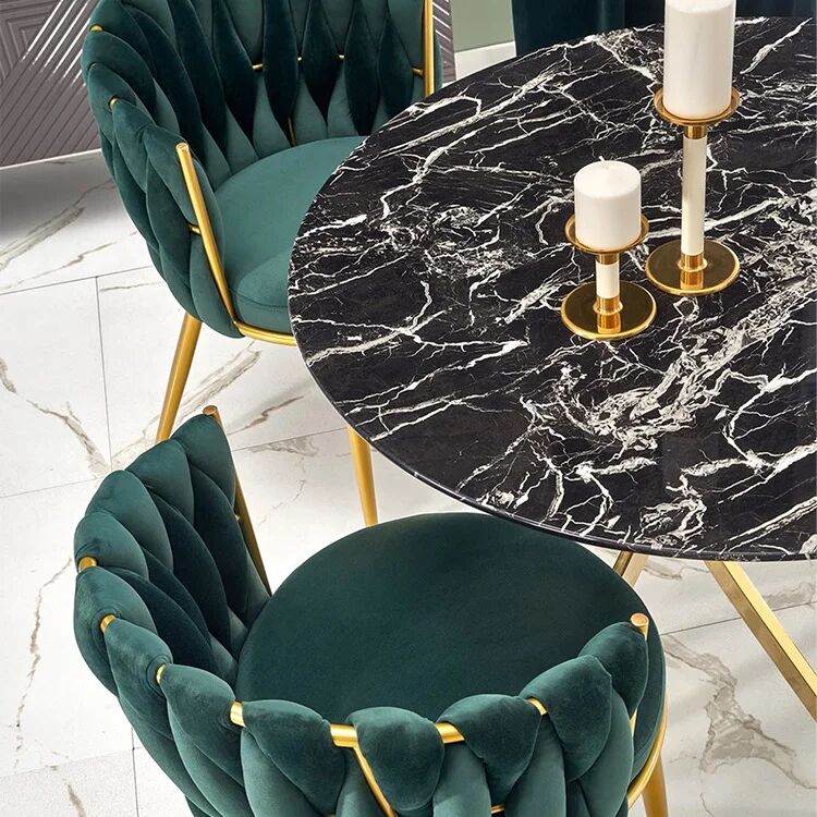 garneroarredamenti Tavolo rotondo moderno 100x73cm marmo nero oro Onorato