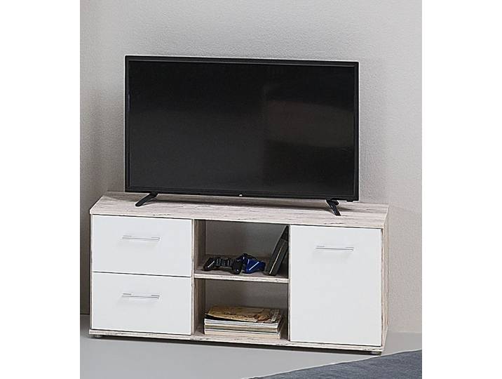 Lowboard OTTO HOME Lowboard »Riekke« , beige (eiche, sand, nachbildung), B:114cm H:51cm T:39cm, Holzwerkstoff, Sideboards, Lowboard, 2 Schubkästen, 1 Drehtür, 2 offene Fächer