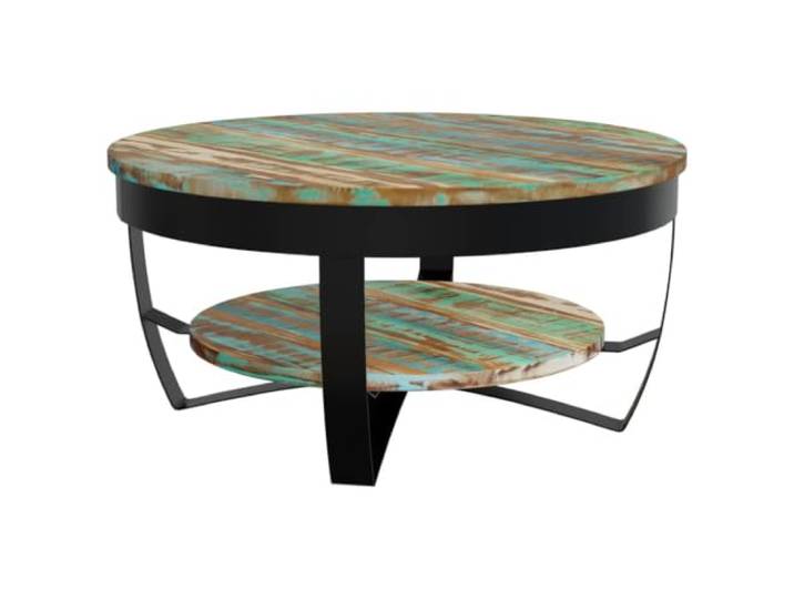 Couchtisch aus Altholz 65x32cm Industrie Beistelltisch, zusätzliche Tischplatte, Ablage, pulverbeschichteter Stahlfuß, Handarbeit