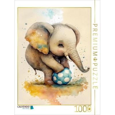 CALVENDO Puzzle Pfiffiger Elefant | 1000 Teile Lege-Größe 64x48cm Foto-Puzzle für glückliche Stunden