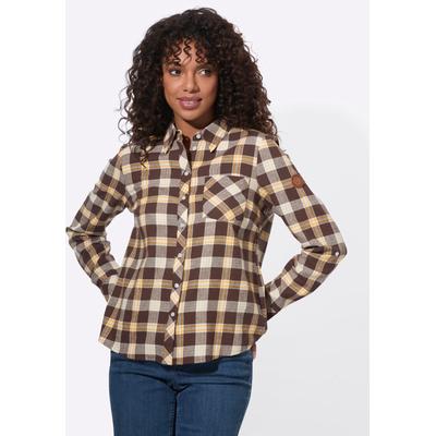 Flanellbluse CASUAL LOOKS, Damen, Gr. 46, braun (schoko, ecru, kariert), 100% Baumwolle, gemustert, kariert, mehrfarbig, Blusen
