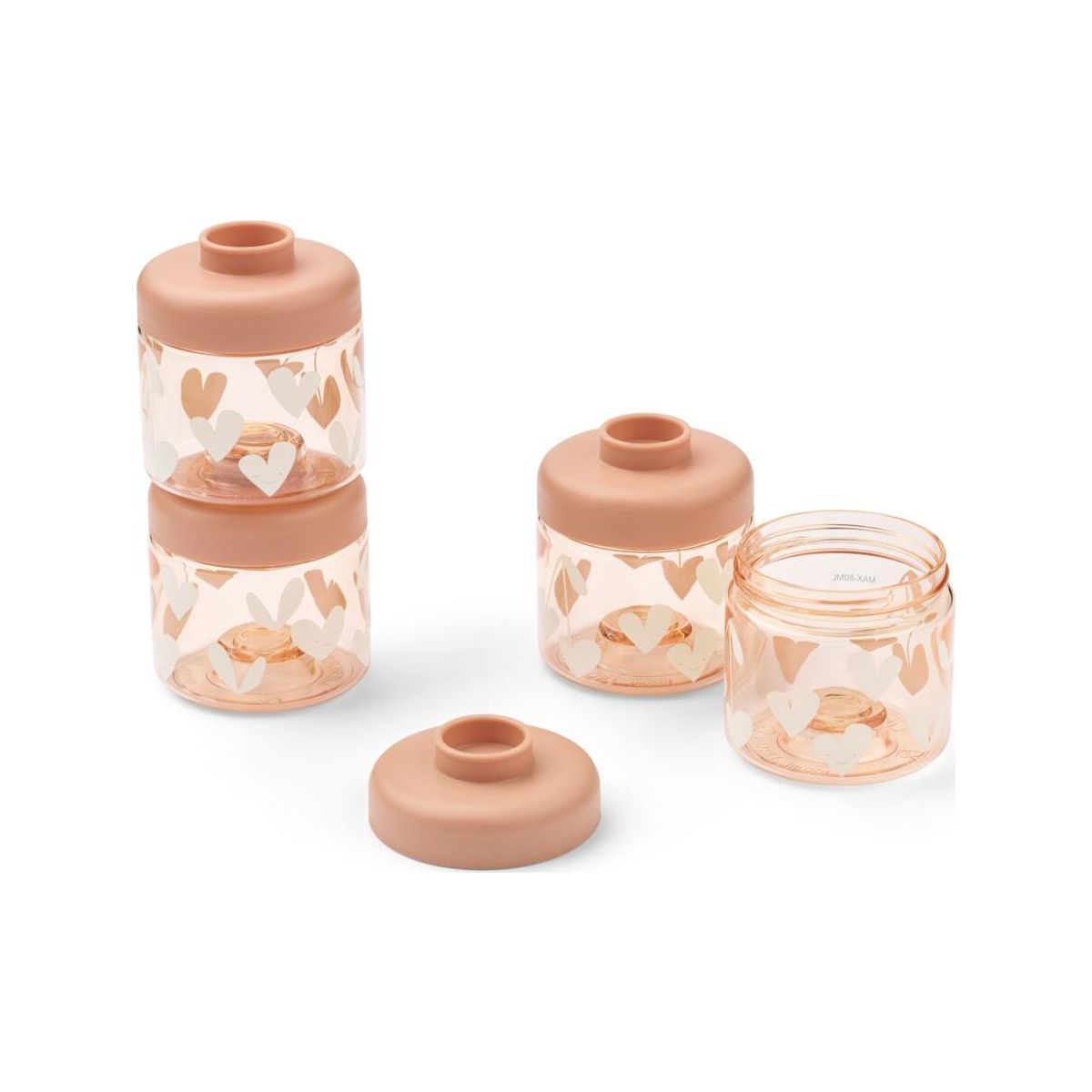 Liewood Dominique Food Tritan Boxes 100 ml 4-Pack sweethearts / pale tuscany (2620) ONE SIZE LW20632-2620-ONE SIZE-CU