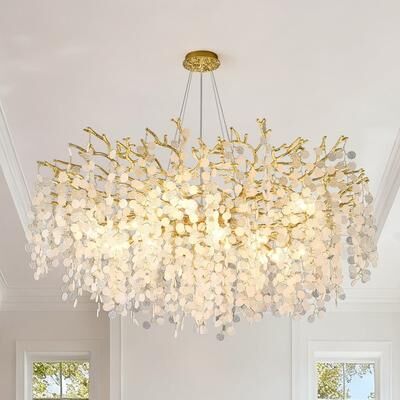 BAOURE Crystal Tree Branch Chandelier Modern Round Ceiling Pendant Light