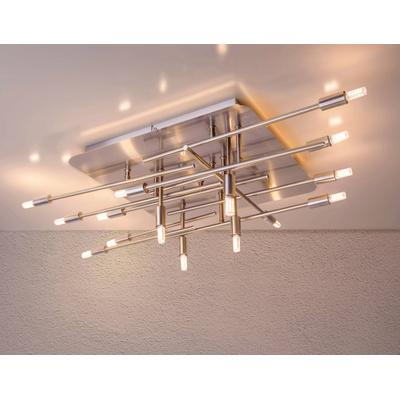 NÄVE LED Deckenleuchte "Ancona", grau (stahlgrau), 14, H: 15cm, 1 Stk., Leuchten, stahl-blank, Lichtfarbe warmweiß mit LED Backlight, 14xG9, Aluminium, LED Deckenleuchte
