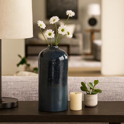 Sagebrook Home Decorative Vase - Blue Ceramic Finish Details