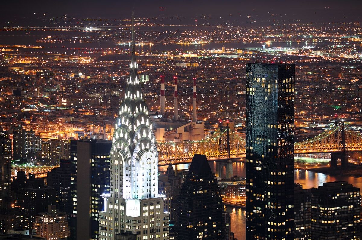 Fototapete PAPERMOON "Chrysler Gebäude New York", bunt, B:3m L:2,2m, Vlies, Tapeten, Fototapete