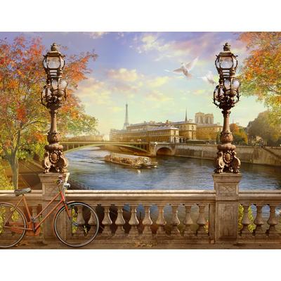 Fototapete PAPERMOON "Panorama von Paris", bunt, B:2,5m L:1,86m, Vlies, Tapeten