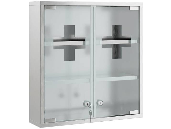 Armoire à pharmacie murale verrouillable acier inoxydabl argenté
